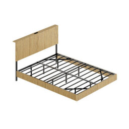 Matteo Modern Floating Double Bed With Led Ambient Lighting And Usb Charging Headboard - Natural - thumbnail 2