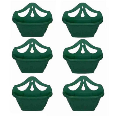 6 Pack Green Plastic Wall Hanging Flower Planter Pots 42 Cm - image 1