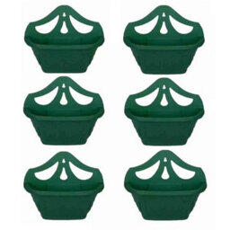 6 Pack Green Plastic Wall Hanging Flower Planter Pots 42 Cm - thumbnail 1