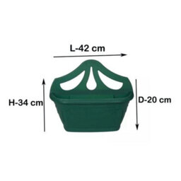 6 Pack Green Plastic Wall Hanging Flower Planter Pots 42 Cm - thumbnail 2