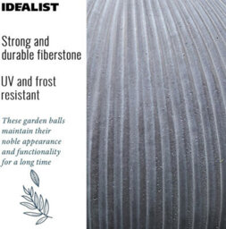Idealist™ 30Cm Fluted Grey Reinforced Stone Outdoor Concrete Effect Garden Decorative Ball 7.7Lbs - thumbnail 4