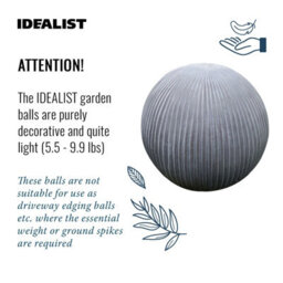 Idealist™ 30Cm Fluted Grey Reinforced Stone Outdoor Concrete Effect Garden Decorative Ball 7.7Lbs - thumbnail 5