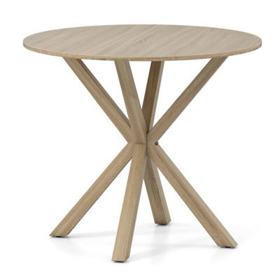 Kitchen Table For 2-4 People-Brown 90Cm Wood Dining Table Round - image 1