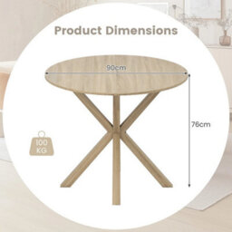 Kitchen Table For 2-4 People-Brown 90Cm Wood Dining Table Round - thumbnail 2