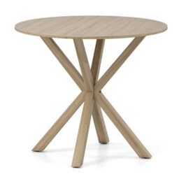 Kitchen Table For 2-4 People-Brown 90Cm Wood Dining Table Round - thumbnail 1