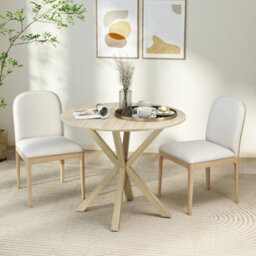 Kitchen Table For 2-4 People-Brown 90Cm Wood Dining Table Round - thumbnail 5