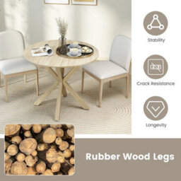 Kitchen Table For 2-4 People-Brown 90Cm Wood Dining Table Round - thumbnail 4