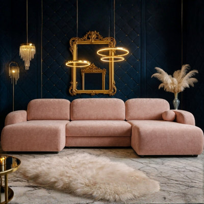 Corner Sofa Dream U Lc+2R+Lc With Storage And Sleeping Function Pink - image 1
