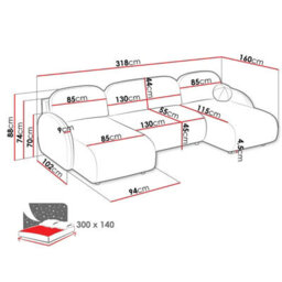 Corner Sofa Dream U Lc+2R+Lc With Storage And Sleeping Function Pink - thumbnail 6