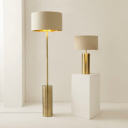 Valuelights Lexy Antique Brass Rotary Dimmer Switch Floor Lamp With Beige/gold Shade - Led Bulb Included - thumbnail 7