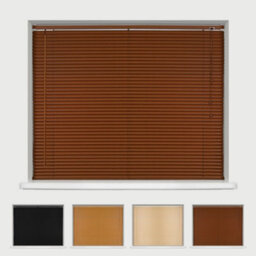 Caecus Blinds Caecus Woodgraineffect Pvc Long Drop Venetian Blinds Dark Oak 90Cm Width X 210Cm Drop - thumbnail 1