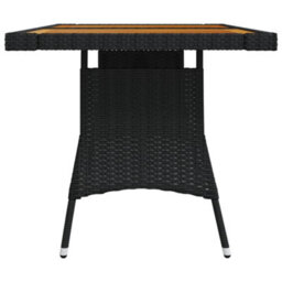 Vidaxl Garden Table Black 130X70X72 Cm Poly Rattan & Solid Acacia Wood - thumbnail 3