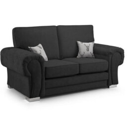 Furnishings For Less UK Milan Fabric 2 Seater Sofa Black Fabric Full Back Chesterfield Style - thumbnail 1