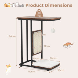 Costway C-Shaped Cat Side Table Modern Cat Tree & End Table W/ Removable Cushion - thumbnail 2