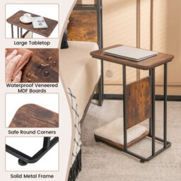 Costway C-Shaped Cat Side Table Modern Cat Tree & End Table W/ Removable Cushion - thumbnail 6