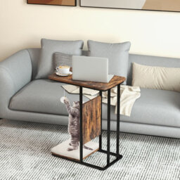 Costway C-Shaped Cat Side Table Modern Cat Tree & End Table W/ Removable Cushion - thumbnail 3