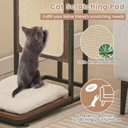 Costway C-Shaped Cat Side Table Modern Cat Tree & End Table W/ Removable Cushion - thumbnail 5
