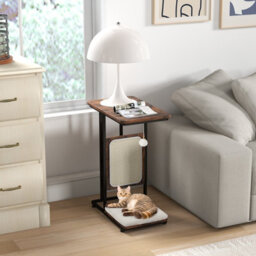 Costway C-Shaped Cat Side Table Modern Cat Tree & End Table W/ Removable Cushion - thumbnail 4