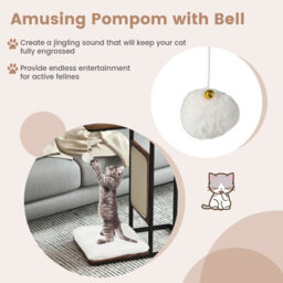 Costway C-Shaped Cat Side Table Modern Cat Tree & End Table W/ Removable Cushion - thumbnail 9