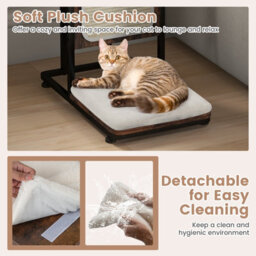 Costway C-Shaped Cat Side Table Modern Cat Tree & End Table W/ Removable Cushion - thumbnail 8
