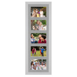 AK Frames 26X8 Silver Modern Multi Photo Frame With Silver Mount - Holds 5 Apertures (5X) 6X4 Photos - thumbnail 1