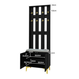 Matteo Modern Luxury Wardrobe Set With Shoe Bench And Gold Accents - Black - thumbnail 4