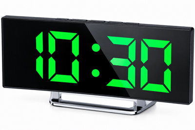 Digital Silent Non Ticking Alarm Clock 7 Inch Large Led Mirror Screen 2 Brightness Modes 12 24 Hour Temperature Date Night Light - image 1
