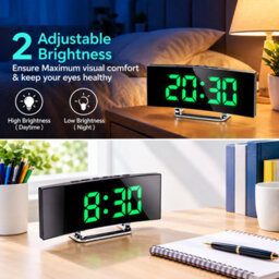 Digital Silent Non Ticking Alarm Clock 7 Inch Large Led Mirror Screen 2 Brightness Modes 12 24 Hour Temperature Date Night Light - thumbnail 3