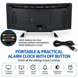 Digital Silent Non Ticking Alarm Clock 7 Inch Large Led Mirror Screen 2 Brightness Modes 12 24 Hour Temperature Date Night Light - thumbnail 2