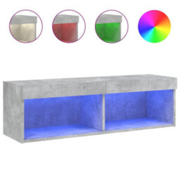 Berkfield Tv Cabinet With Led Lights Concrete Grey 100X30X30 Cm - thumbnail 2