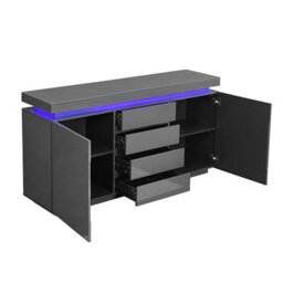 Furniture in Fashion Odessa Grey High Gloss Sideboard With 2 Door 4 Drawer And Led - thumbnail 5