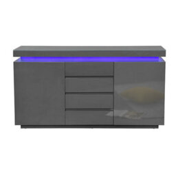 Furniture in Fashion Odessa Grey High Gloss Sideboard With 2 Door 4 Drawer And Led - thumbnail 4