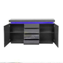 Furniture in Fashion Odessa Grey High Gloss Sideboard With 2 Door 4 Drawer And Led - thumbnail 6