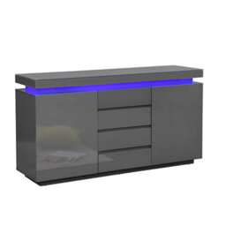Furniture in Fashion Odessa Grey High Gloss Sideboard With 2 Door 4 Drawer And Led - thumbnail 3