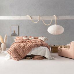 Linen House Haze Tufted Polka Dot 100% Cotton Duvet Cover Set, Super King, Pink