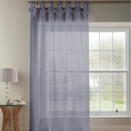 Luxury Living Linen Look Voile Tab Top Curtain Pair 147Cm X 183Cm Silver - thumbnail 3