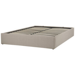Beliani Ottoman Bed Without Headboard Fabric Dinan 160 X 200 Cm (Eu King Size) Light Brown - thumbnail 5