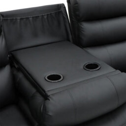 Roma Leather Manual Recliner 3+2 Seater Sofa With Cupholders In Black Colour - thumbnail 8