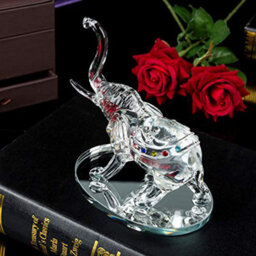 London Boutique Decorative Crystal Glass Animal Elephant Ornament Figurines Giftware Present Mother Child (Single) - thumbnail 5