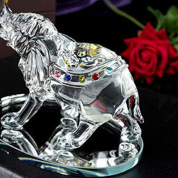 London Boutique Decorative Crystal Glass Animal Elephant Ornament Figurines Giftware Present Mother Child (Single) - thumbnail 2
