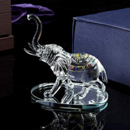 London Boutique Decorative Crystal Glass Animal Elephant Ornament Figurines Giftware Present Mother Child (Single) - thumbnail 3
