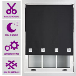 Furnished Made To Measure Blackout Roller Blinds With Big Square Eyelets - Black Blind (W)60Cm (L)210Cm