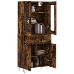 Berkfield Highboard Smoked Oak 69.5X34X180 Cm Engineered Wood - thumbnail 3