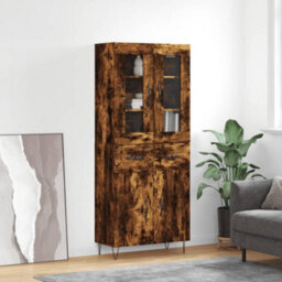 Berkfield Highboard Smoked Oak 69.5X34X180 Cm Engineered Wood - thumbnail 1