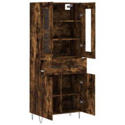 Berkfield Highboard Smoked Oak 69.5X34X180 Cm Engineered Wood - thumbnail 4