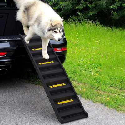 Living And Home Folding Portable Dog Pet Stairs Ramp Black Weight Capacity Up To 75Kg - image 1