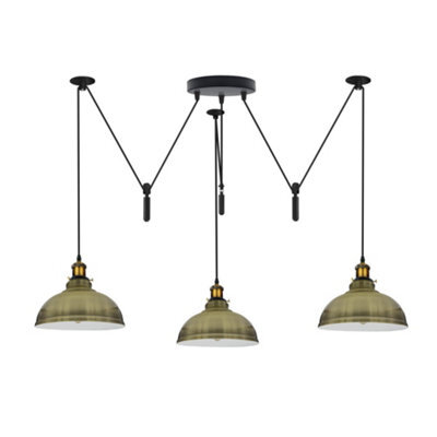 Green & Brass Spider Pendant Lamp Metal 3 Arm Ceiling Light E27 Base 110-240V Adjustable 2M Modern Fixture For Living Room - image 1