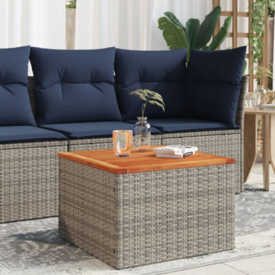 Walplus Garden Table Grey 55X55X37 Cm Poly Rattan And Acacia Wood - image 1