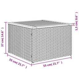 Walplus Garden Table Grey 55X55X37 Cm Poly Rattan And Acacia Wood - thumbnail 9