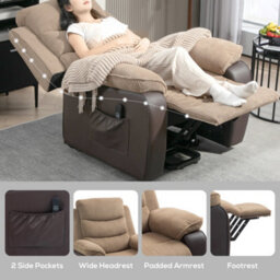 Homcom Power Lift Riser Recliner Chair With High Back, Remote, Brown - thumbnail 7